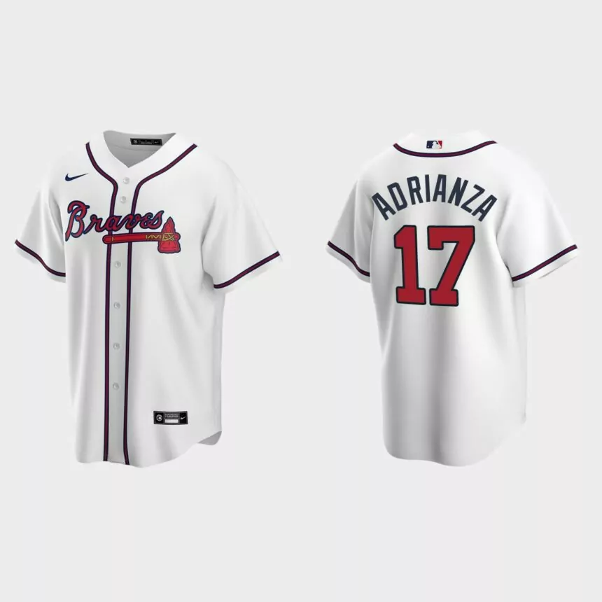 Atlanta Braves Ehire Adrianza Replica Home Jersey – White