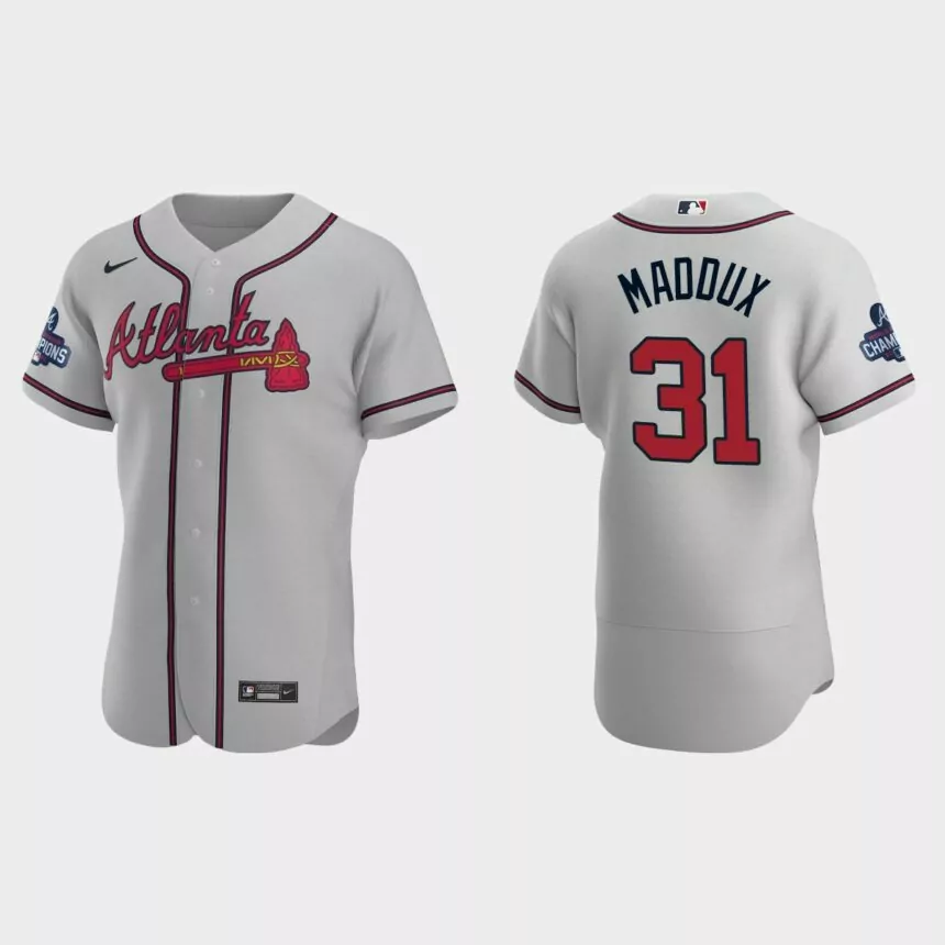 Atlanta Braves Greg Maddux 2021 World Series Champions Gray Authentic Jersey