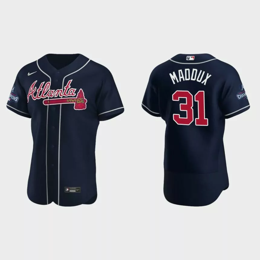 Atlanta Braves Greg Maddux 2021 World Series Champions Navy Authentic Jersey