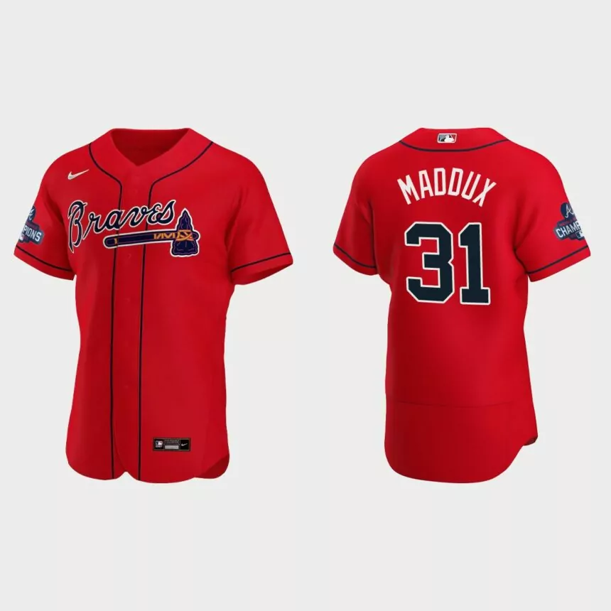 Atlanta Braves Greg Maddux 2021 World Series Champions Red Authentic Jersey