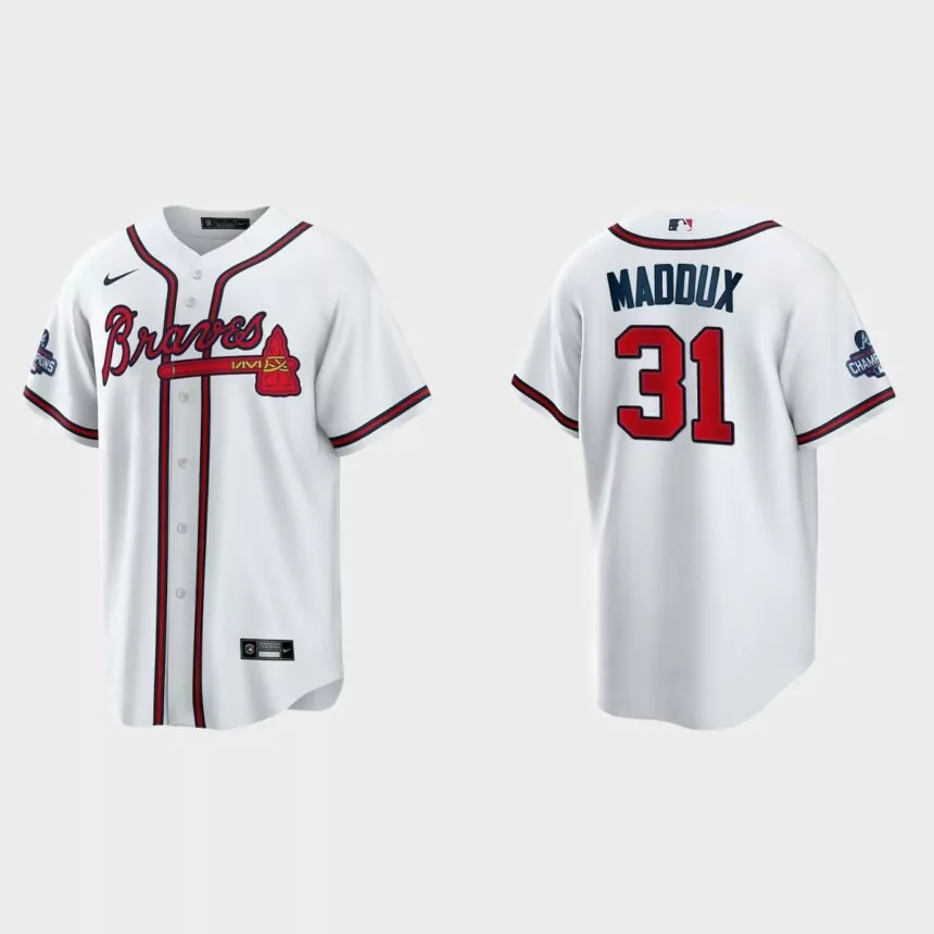Atlanta Braves Greg Maddux 2021 World Series Champions Replica Jersey – White