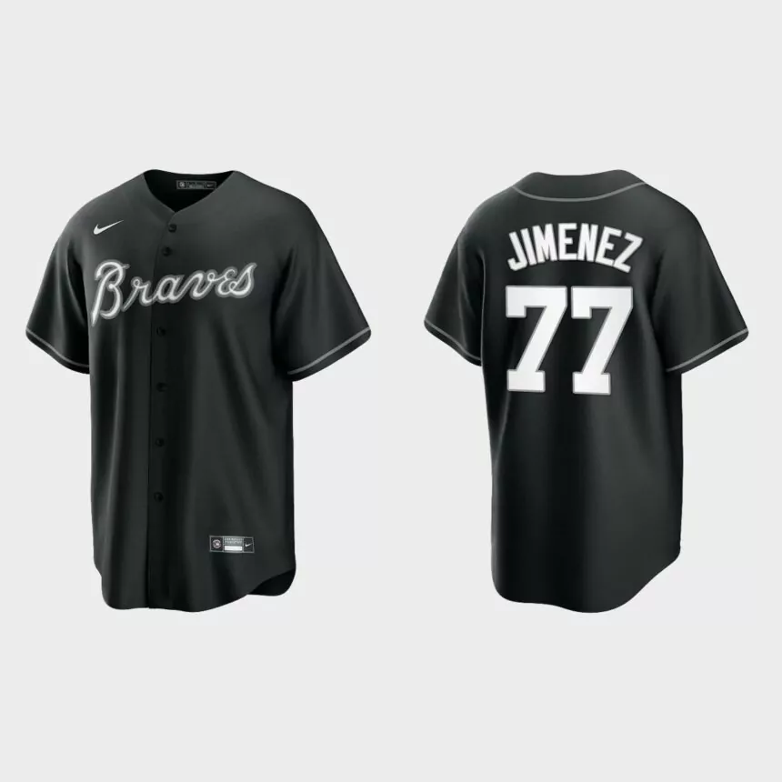 Atlanta Braves Joe Jimenez Replica Official Jersey – Black White