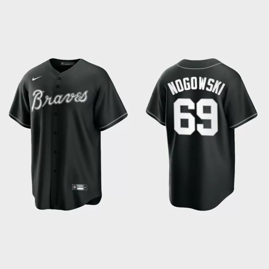 Atlanta Braves John Nogowski Replica Official Jersey – Black White