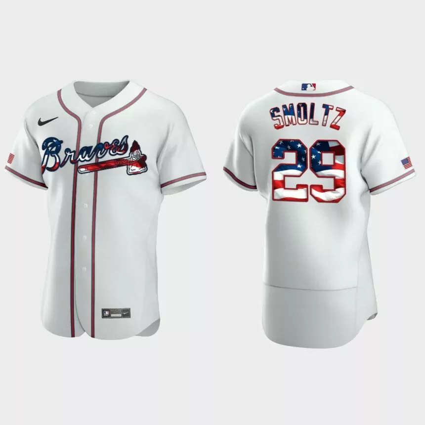 Atlanta Braves John Smoltz 2020 Stars & Stripes 4th of July Jersey – White