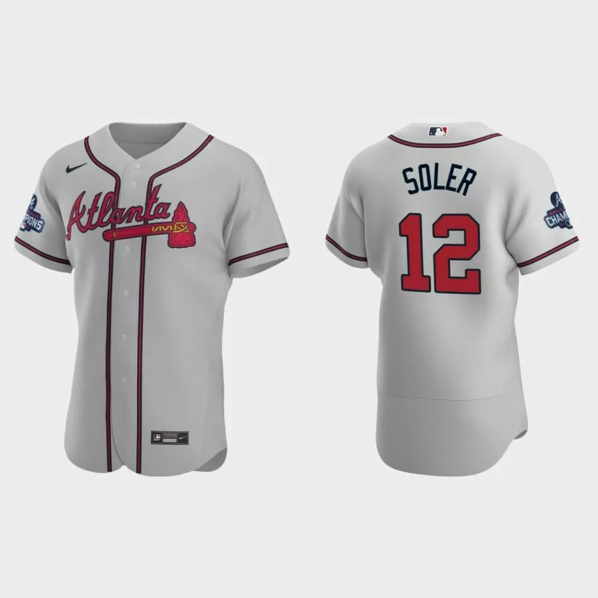 Atlanta Braves Jorge Soler 2021 World Series Champions Gray Authentic Jersey
