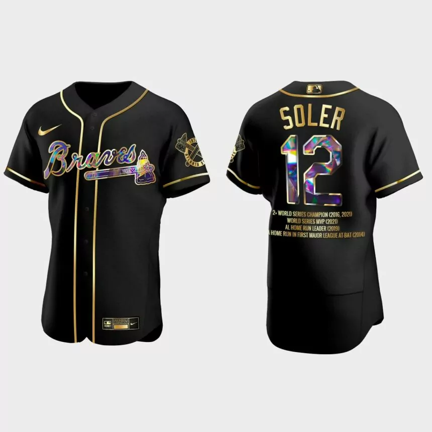 Atlanta Braves Jorge Soler 2021 World Series Champions MVP Black Career Highlights Jersey