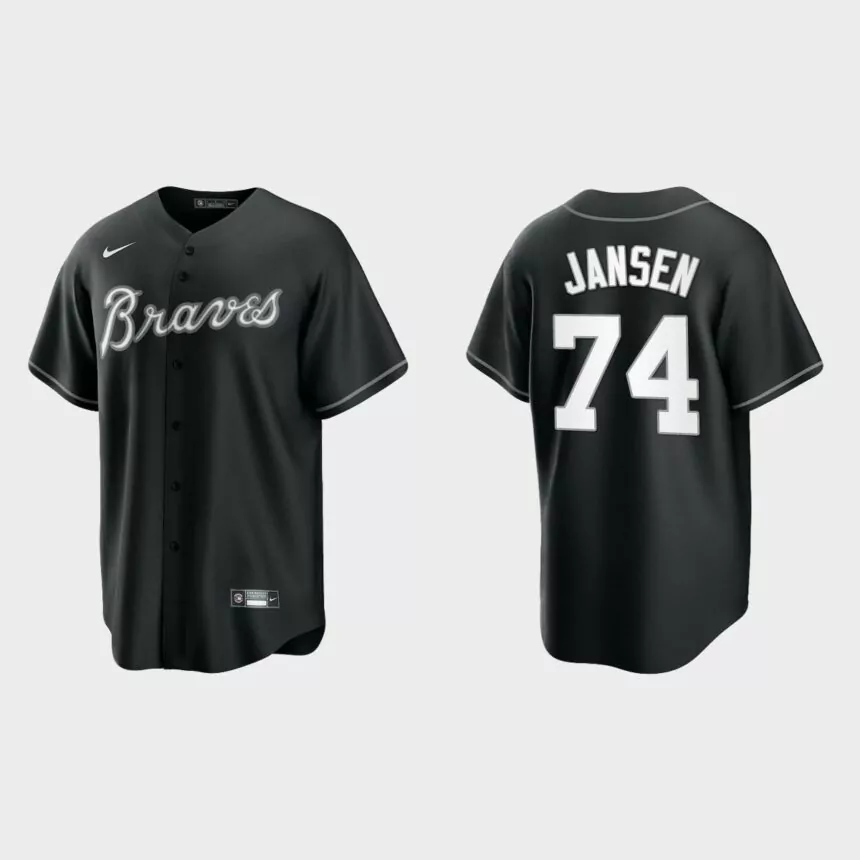 Atlanta Braves Kenley Jansen Replica Official Jersey – Black White