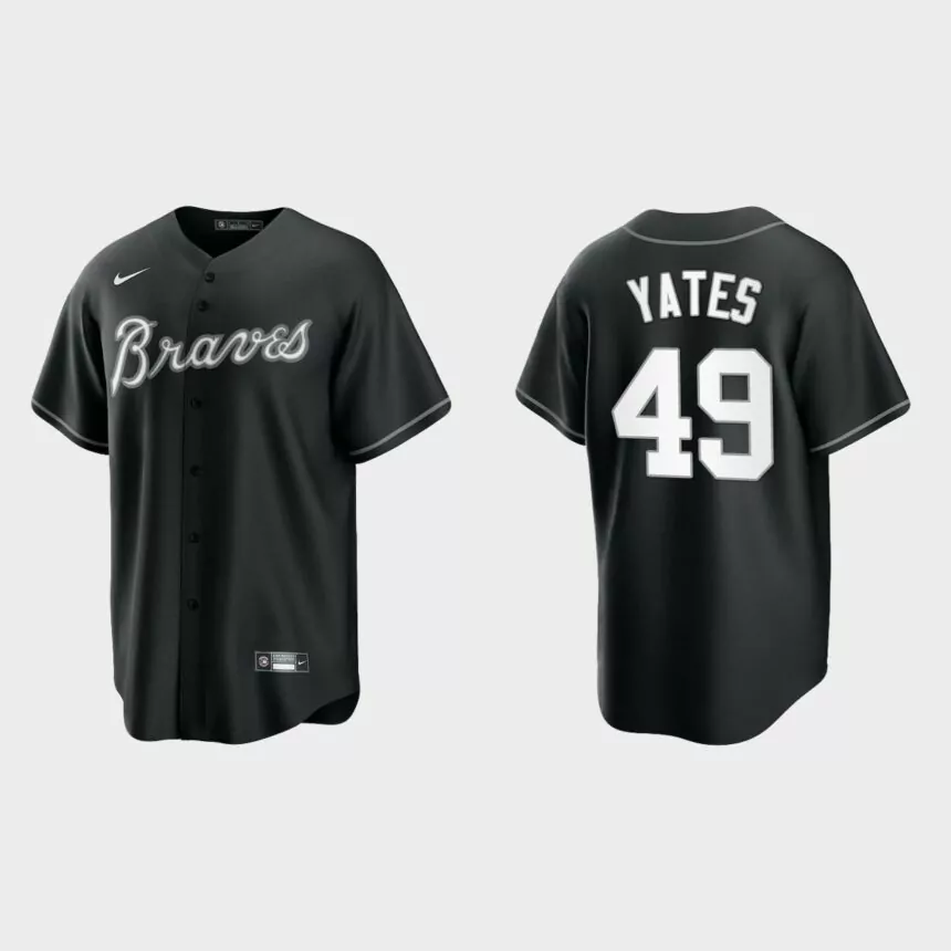 Atlanta Braves Kirby Yates Replica Official Jersey – Black White
