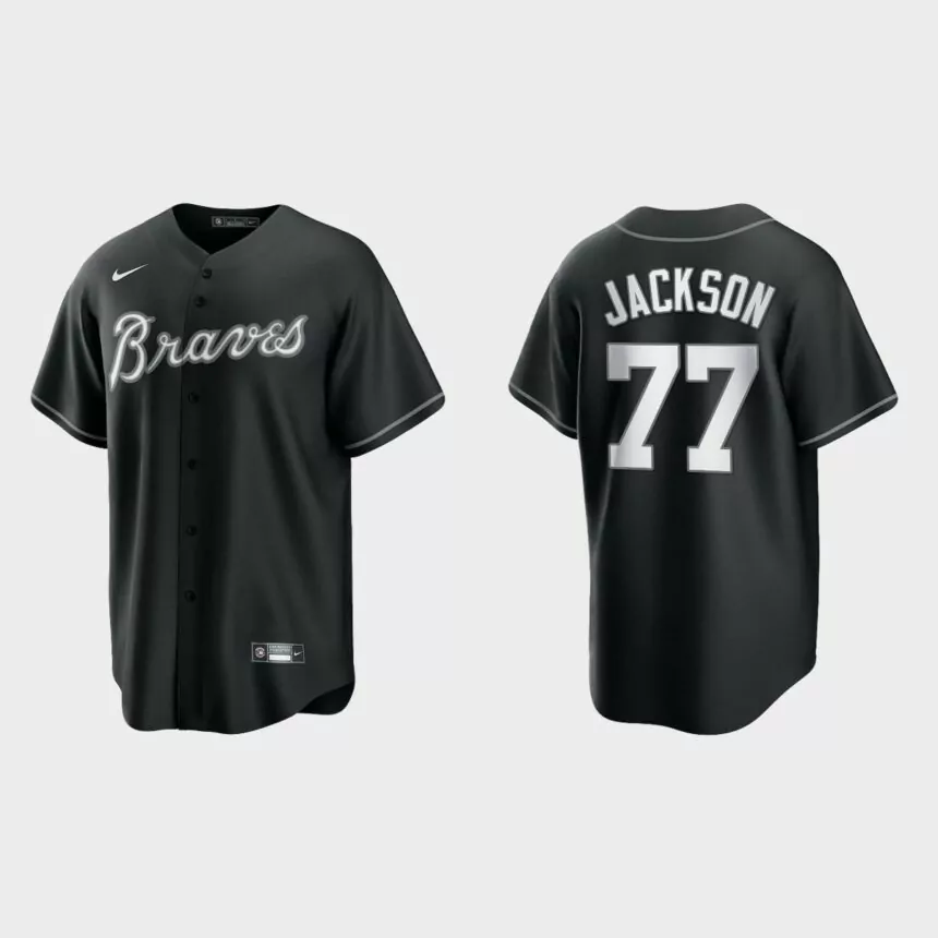 Atlanta Braves Luke Jackson 2021 All Black Fashion Replica Jersey – Black White
