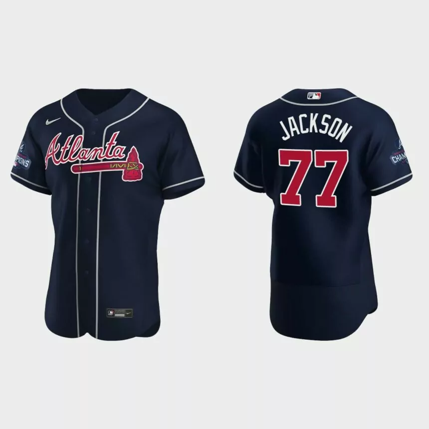 Atlanta Braves Luke Jackson 2021 World Series Champions Navy Authentic Jersey
