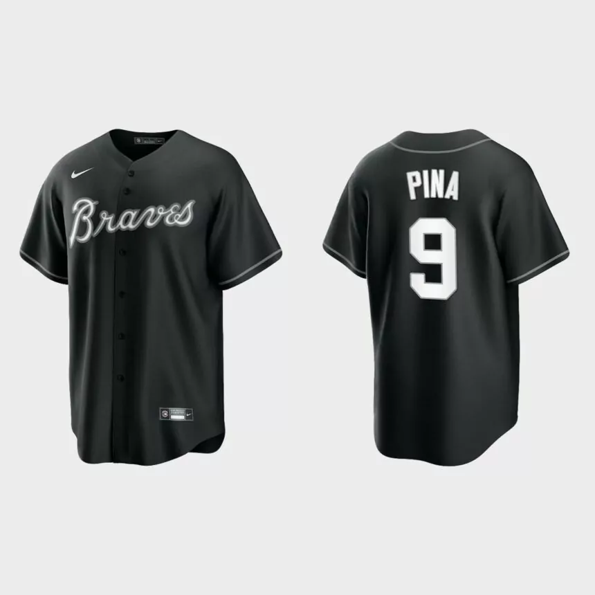 Atlanta Braves Manny Pina Replica Official Jersey – Black White