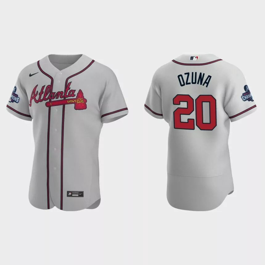 Atlanta Braves Marcell Ozuna 2021 World Series Champions Gray Authentic Jersey