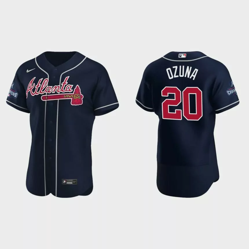 Atlanta Braves Marcell Ozuna 2021 World Series Champions Navy Authentic Jersey