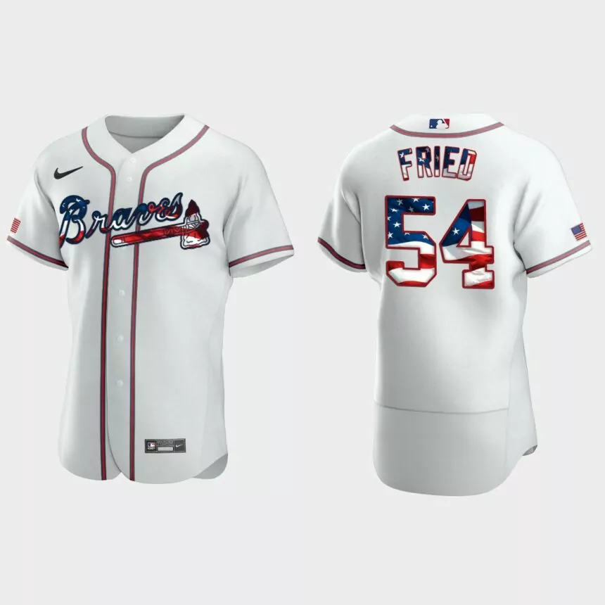 Atlanta Braves Max Fried 2020 Stars & Stripes 4th of July Jersey – White
