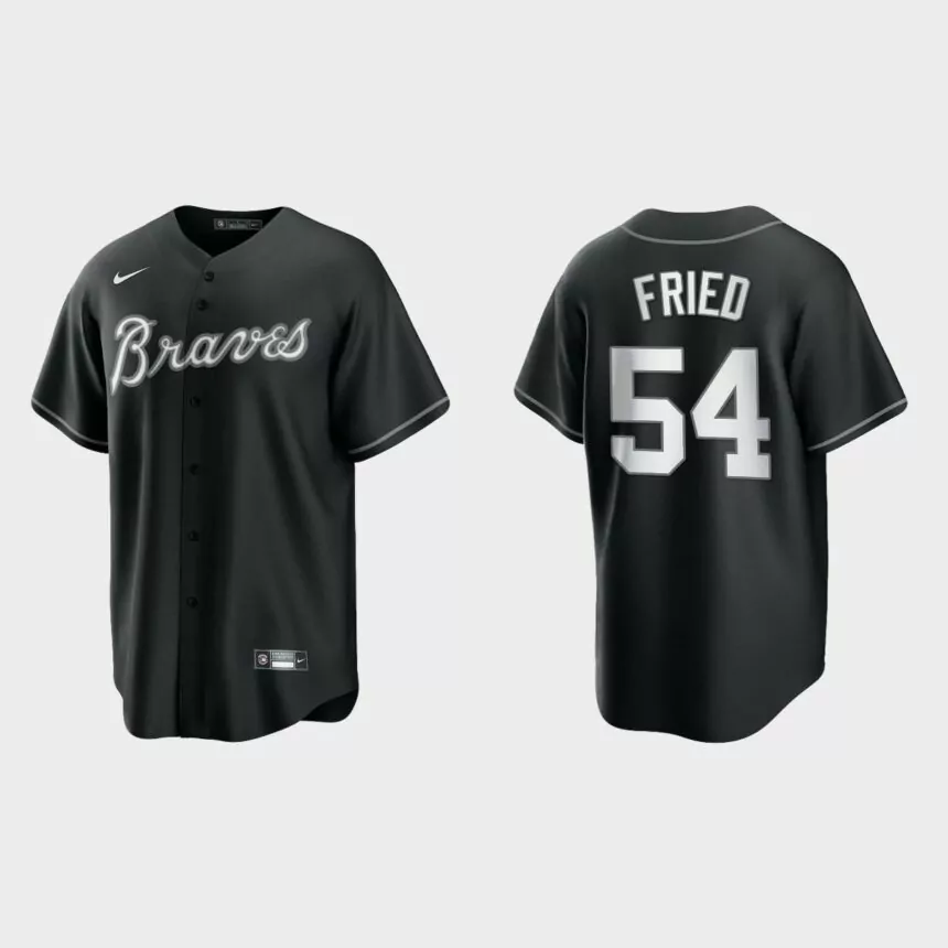 Atlanta Braves Max Fried 2021 All Black Fashion Replica Jersey – Black White