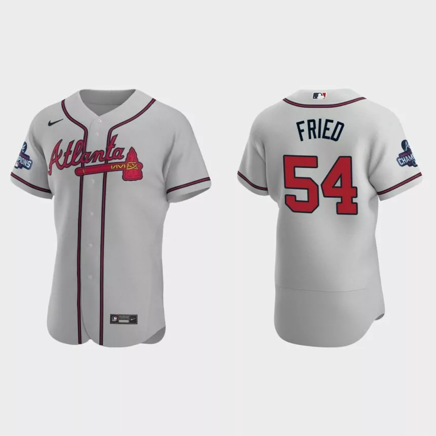 Atlanta Braves Max Fried 2021 World Series Champions Gray Authentic Jersey