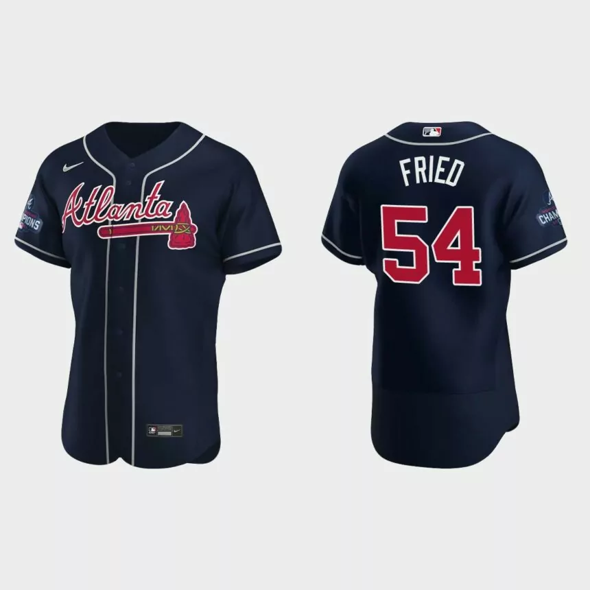 Atlanta Braves Max Fried 2021 World Series Champions Navy Authentic Jersey