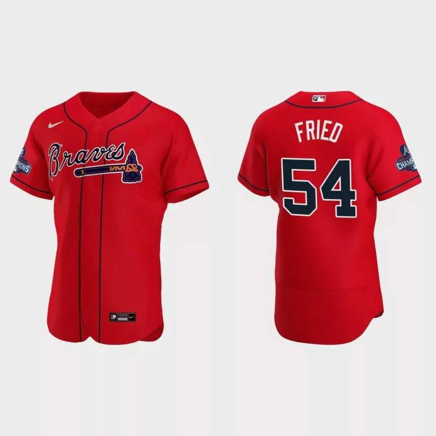 Atlanta Braves Max Fried 2021 World Series Champions Red Authentic Jersey