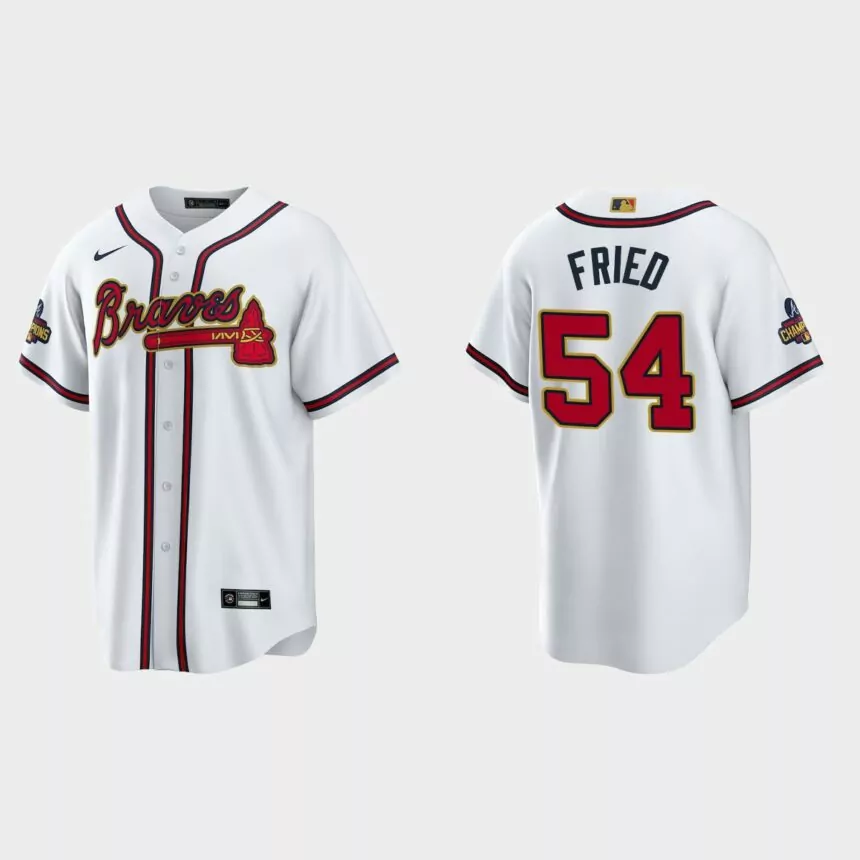 Atlanta Braves Max Fried 2022 Gold Program White Replica Jersey