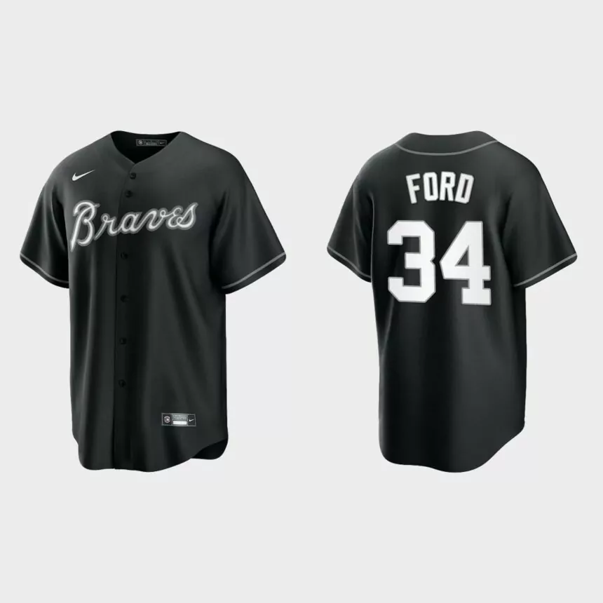 Atlanta Braves Mike Ford Replica Official Jersey – Black White