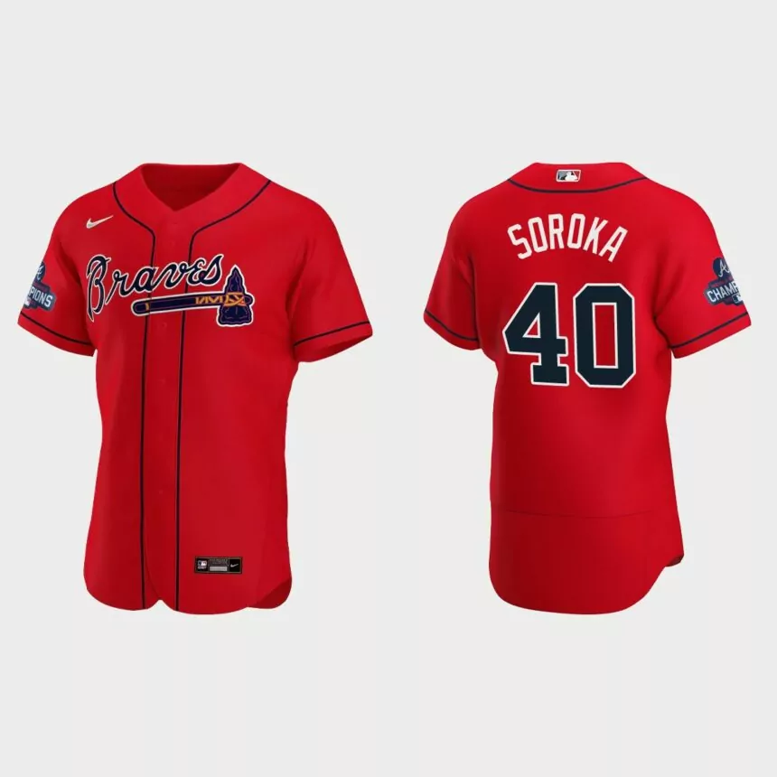 Atlanta Braves Mike Soroka 2021 World Series Champions Red Authentic Jersey
