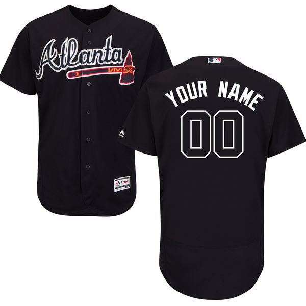 Atlanta Braves Navy Men's Customized Flexbase Jersey