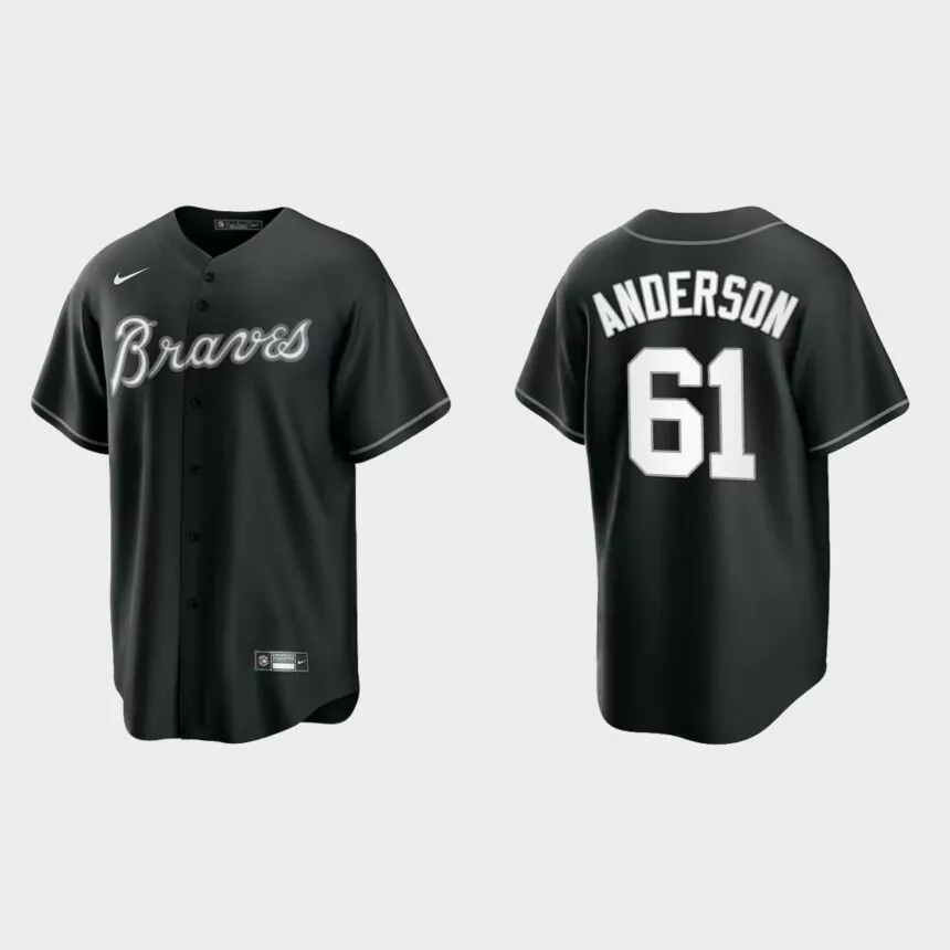 Atlanta Braves Nick Anderson Replica Official Jersey – Black White