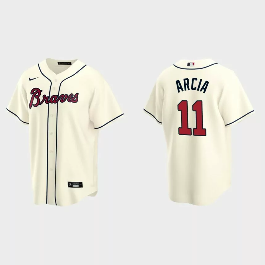 Atlanta Braves Orlando Arcia Replica Alternate Jersey – Cream