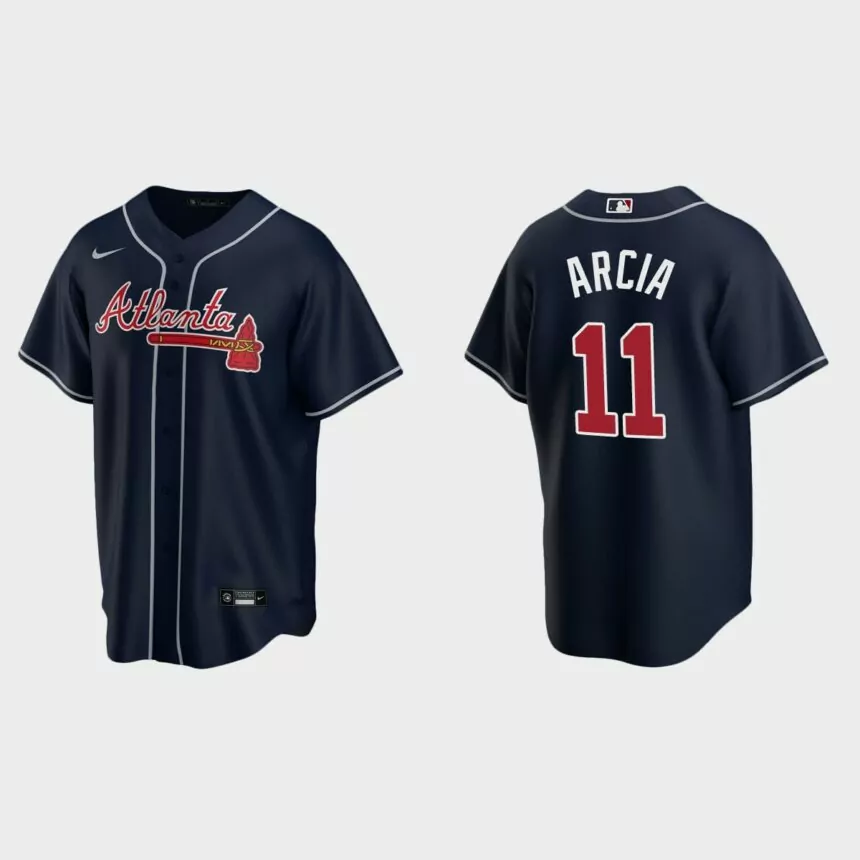 Atlanta Braves Orlando Arcia Replica Alternate Jersey – Navy