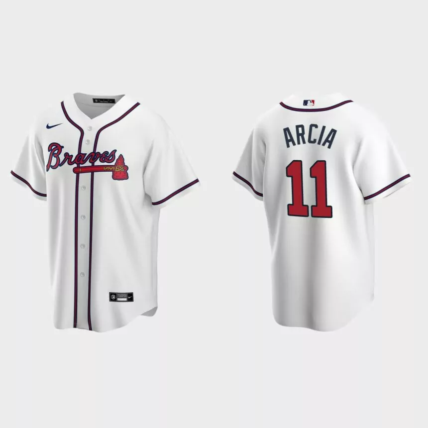 Atlanta Braves Orlando Arcia Replica Home Jersey – White