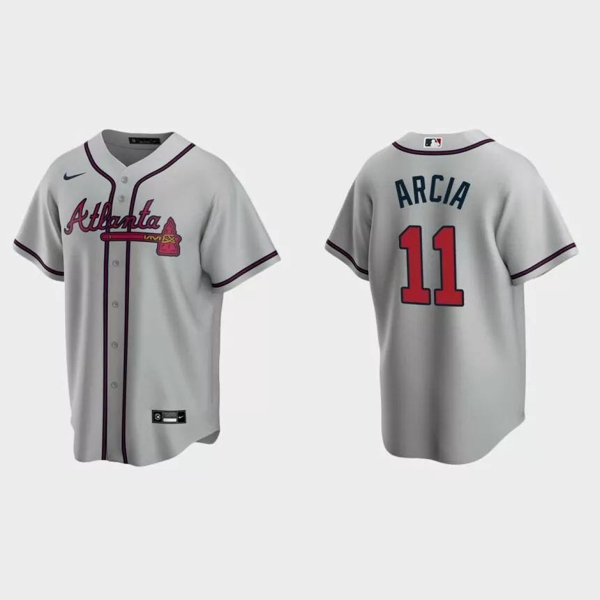 Atlanta Braves Orlando Arcia Replica Road Jersey – Gray