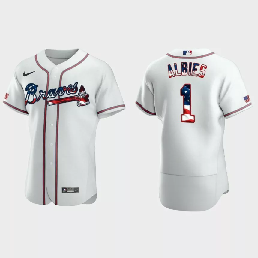 Atlanta Braves Ozzie Albies 2020 Stars & Stripes 4th of July Jersey – White