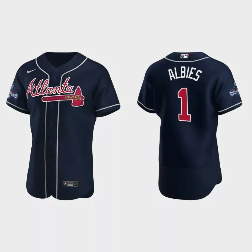 Atlanta Braves Ozzie Albies 2021 World Series Champions Navy Authentic Jersey