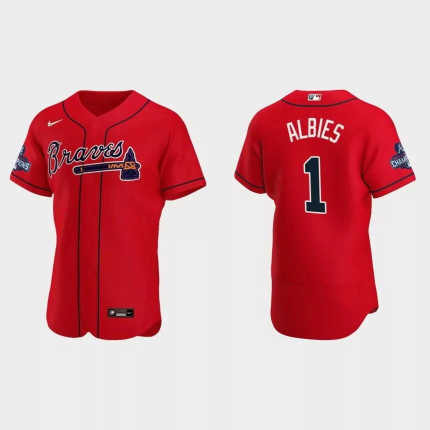 Atlanta Braves Ozzie Albies 2021 World Series Champions Red Authentic Jersey
