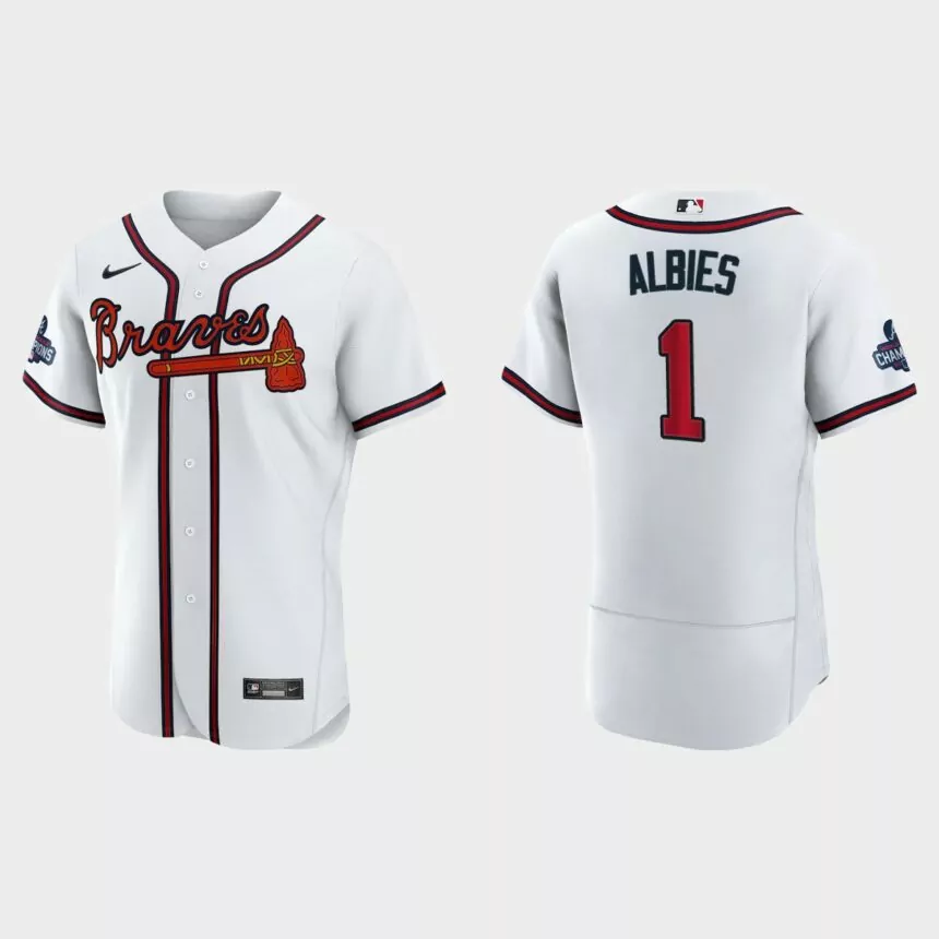 Atlanta Braves Ozzie Albies 2021 World Series Champions White Authentic Jersey