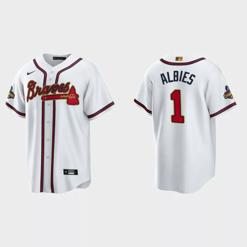Atlanta Braves Ozzie Albies 2022 Gold Program White Replica Jersey