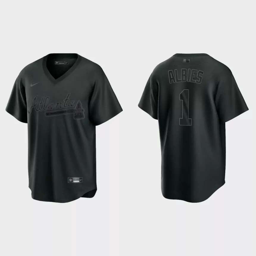 Atlanta Braves Ozzie Albies Pitch Black Replica Jersey – Black
