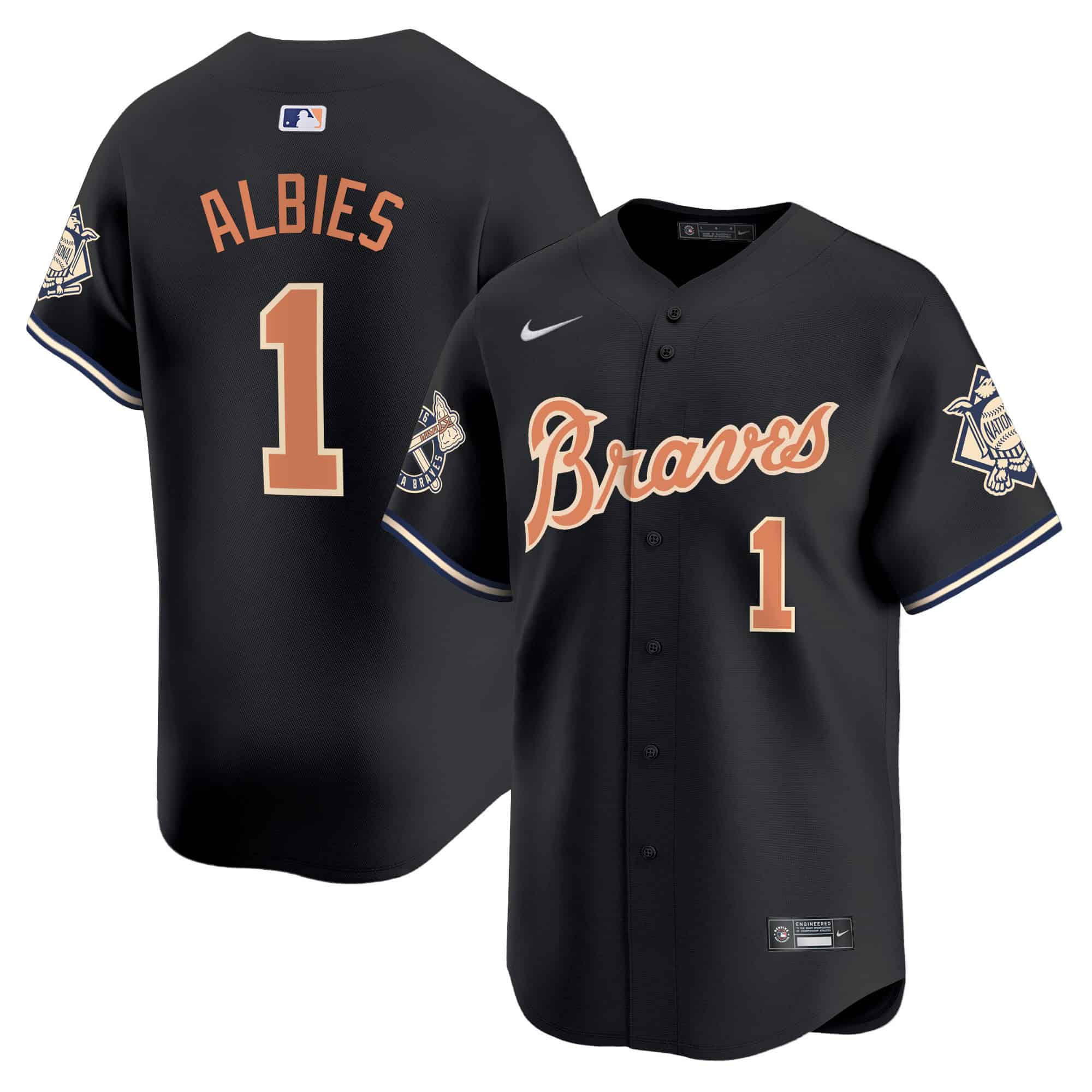 Atlanta Braves Peaches n’ Cream Vapor Premier Limited baseball  Jersey – All Stitched  Black  #1 Ozzie Albies