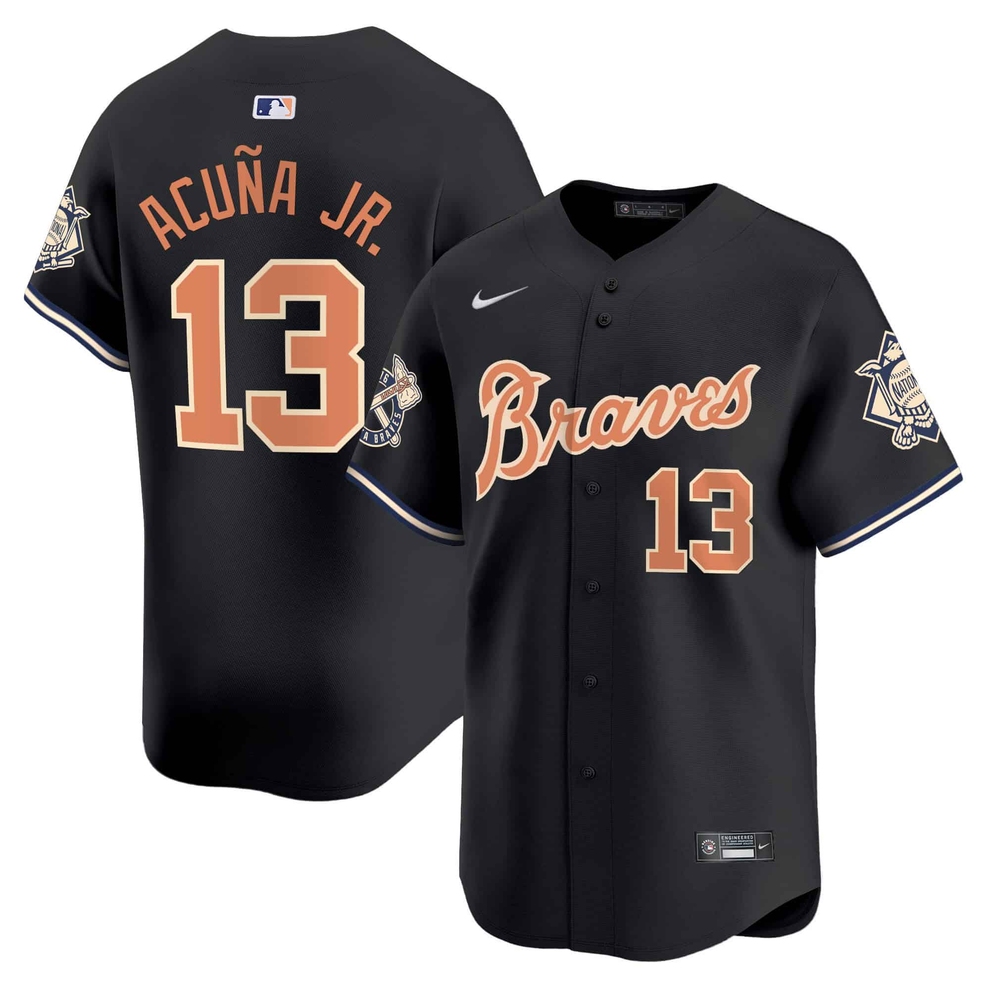 Atlanta Braves Peaches n’ Cream Vapor Premier Limited baseball  Jersey – All Stitched  Black  #13 Ronald Acuna Jr.