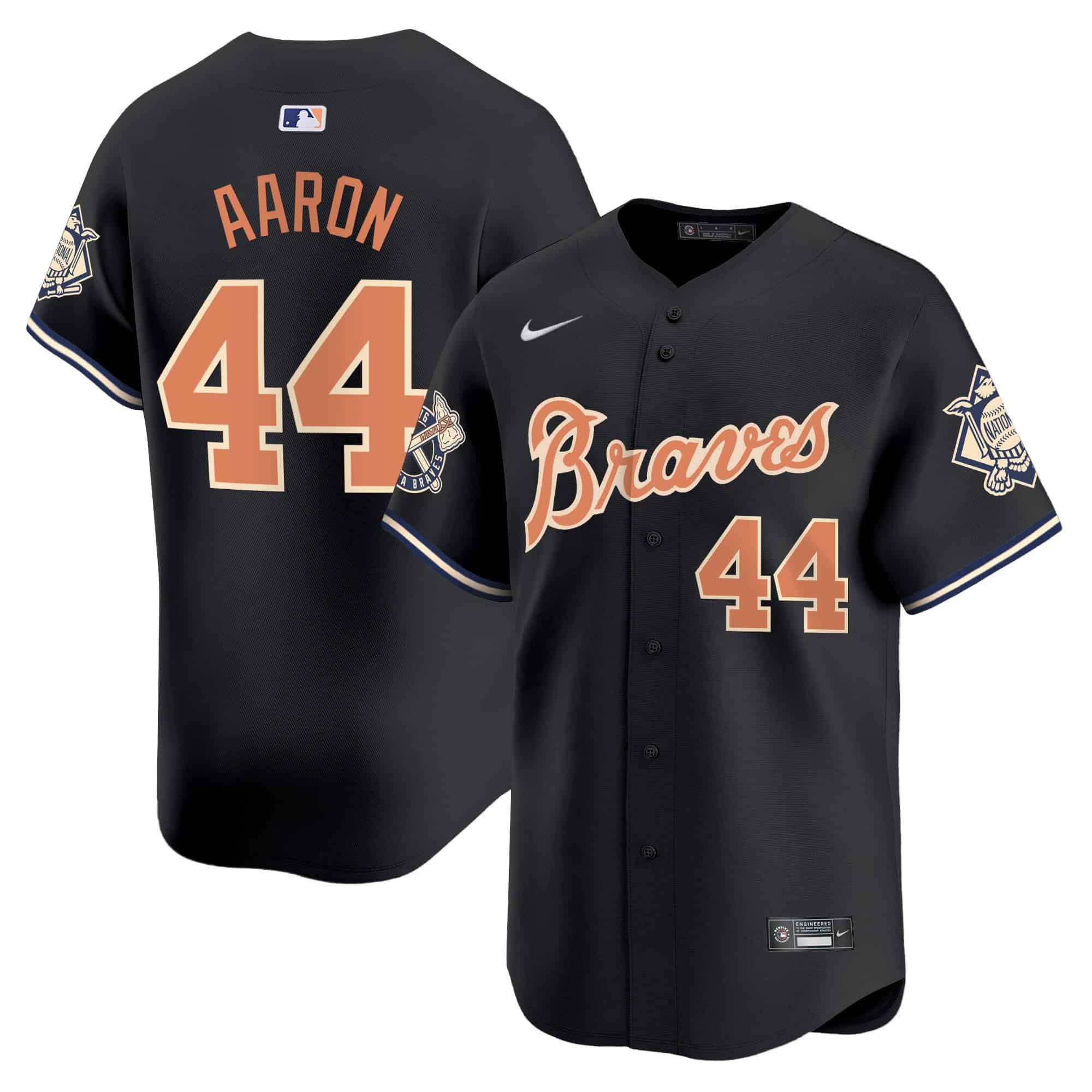Atlanta Braves Peaches n’ Cream Vapor Premier Limited baseball  Jersey – All Stitched  Black  #44 Hank Aaron