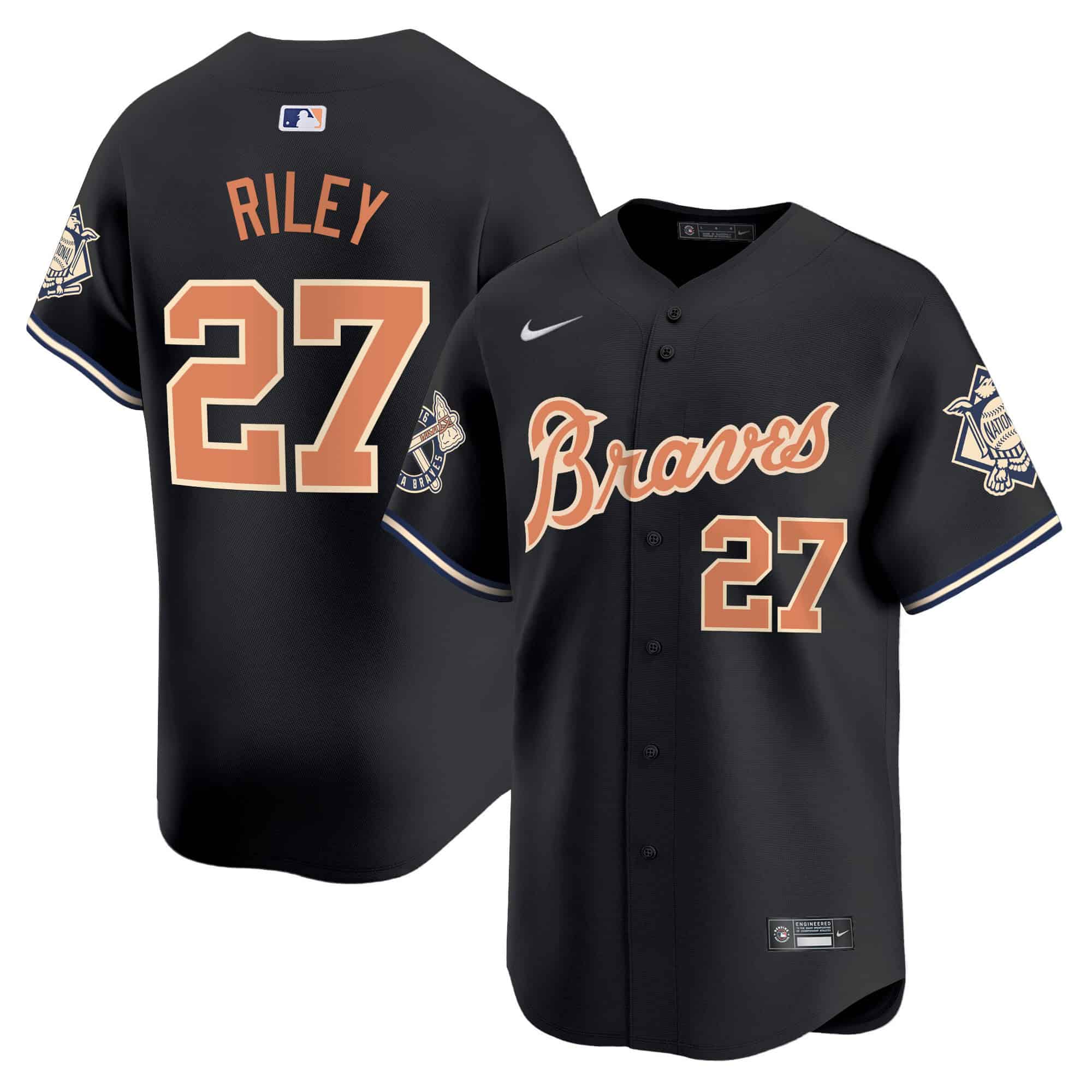 Atlanta Braves Peaches n’ Cream Vapor Premier Limited baseball  Jersey – All Stitched  Black  Austin Riley #27