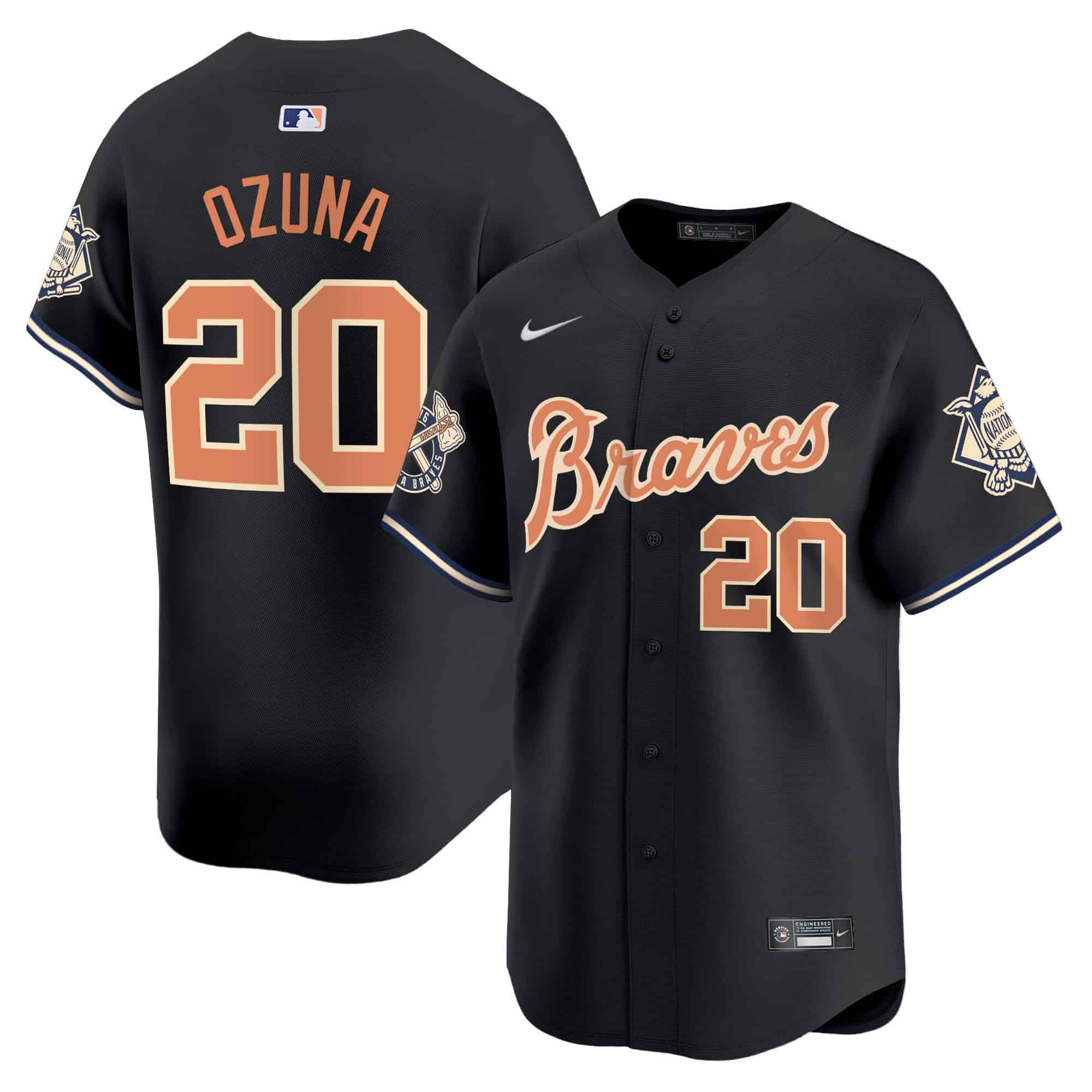 Atlanta Braves Peaches n’ Cream Vapor Premier Limited baseball  Jersey – All Stitched  Black  Marcell Ozuna  #20