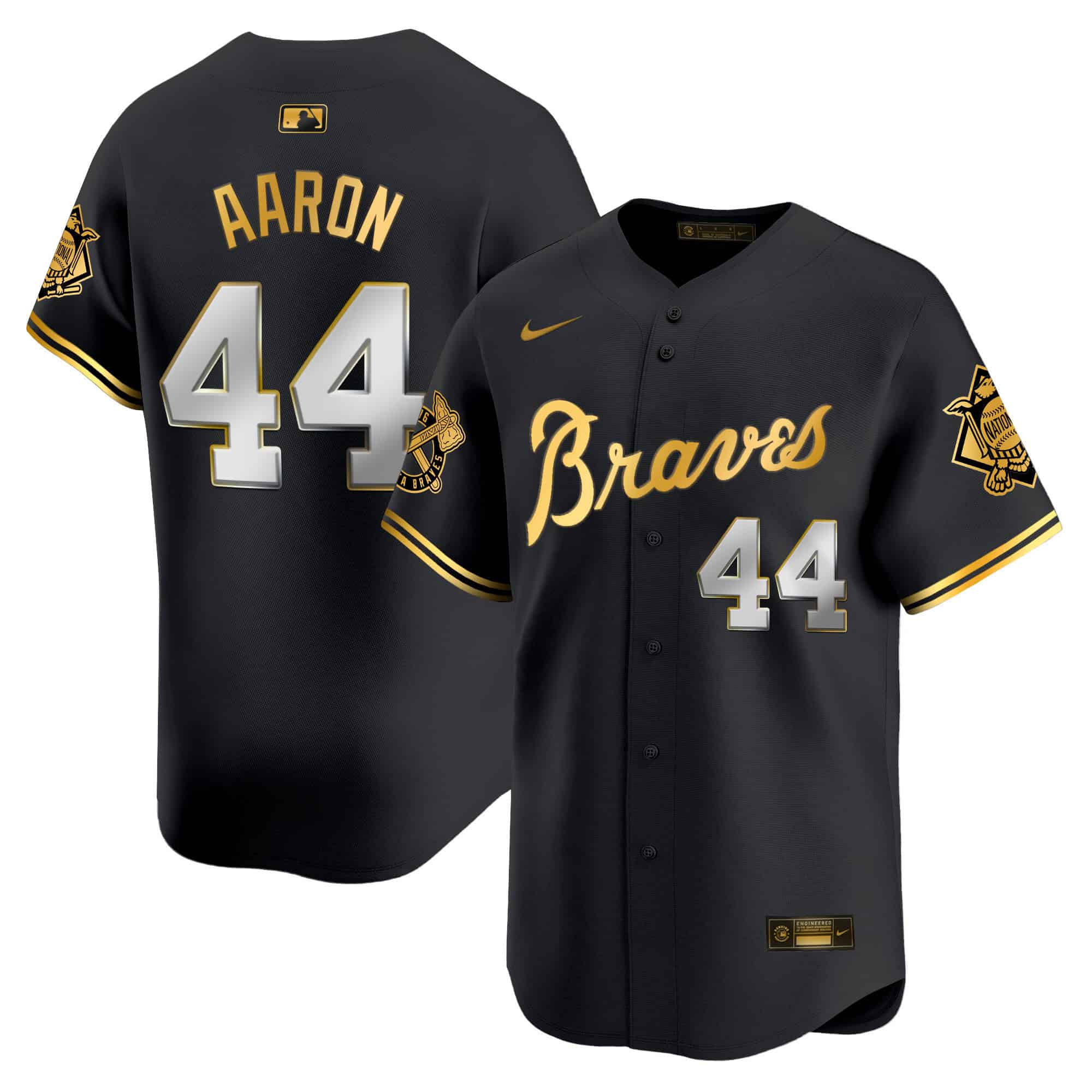 Atlanta Braves Peaches n’ Cream Vapor Premier Limited baseball  Jersey – All Stitched  Black Gold #44 Hank Aaron