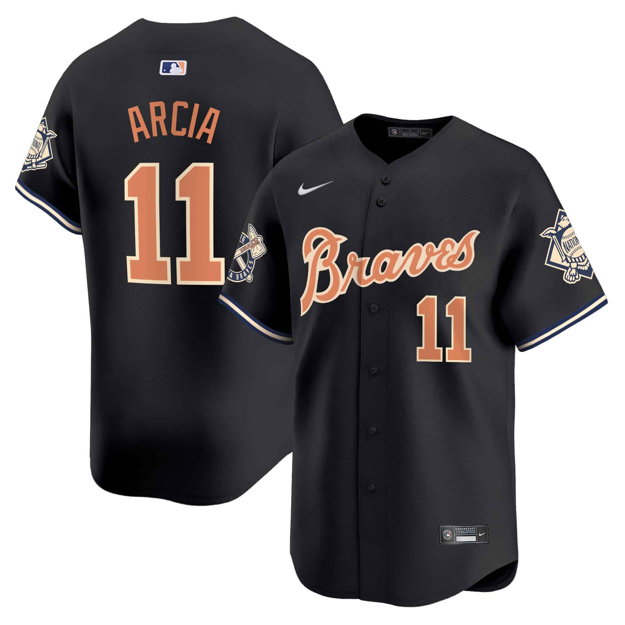 Atlanta Braves Peaches n’ Cream Vapor Premier Limited baseball  Jersey – All Stitched  Black f #11 Orlando Arcia