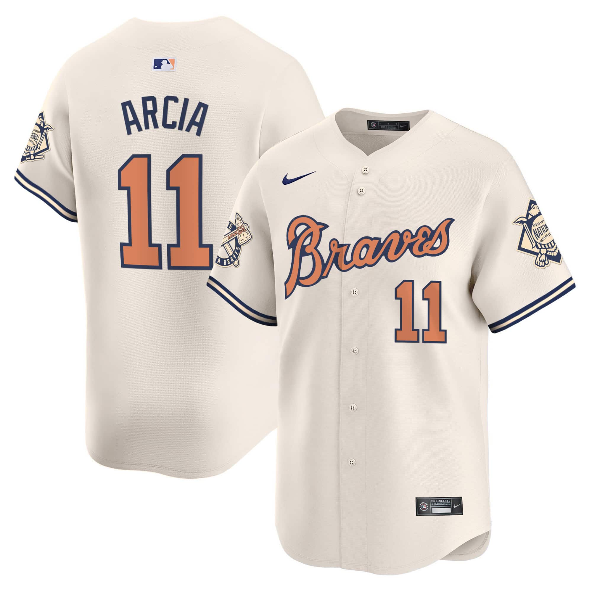 Atlanta Braves Peaches n’ Cream Vapor Premier Limited baseball  Jersey – All Stitched  Cream #11 Orlando Arcia