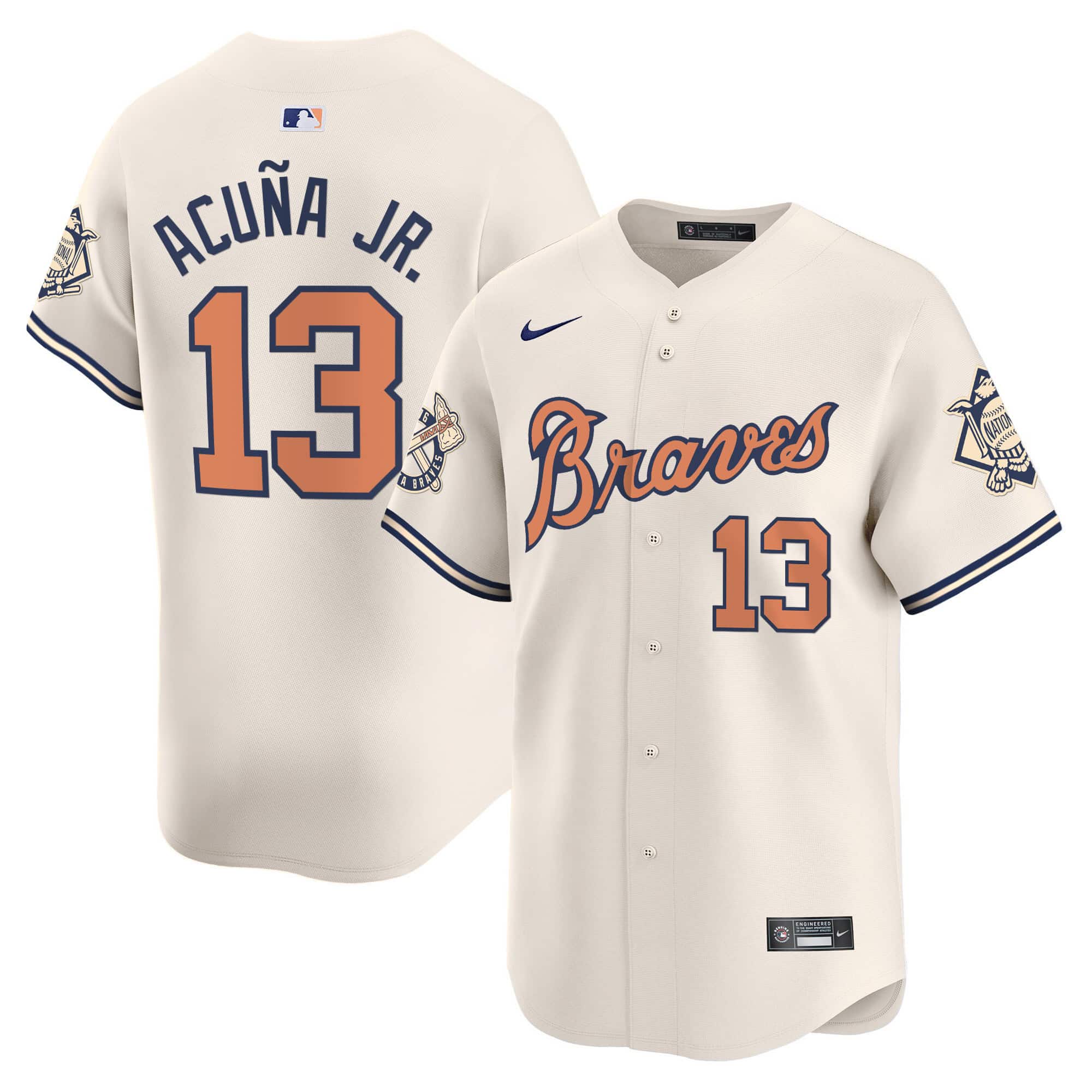 Atlanta Braves Peaches n’ Cream Vapor Premier Limited baseball  Jersey – All Stitched  Cream #13 Ronald Acuna Jr.