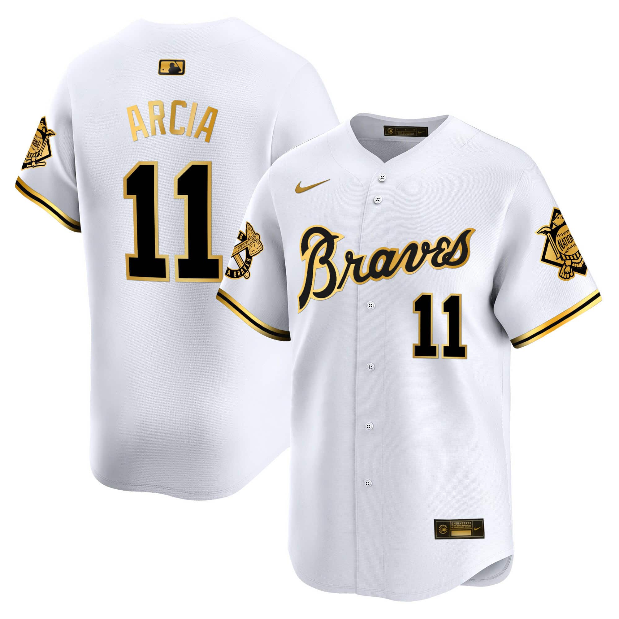 Atlanta Braves Peaches n’ Cream Vapor Premier Limited baseball  Jersey – All Stitched  White Gold #11 Orlando Arcia