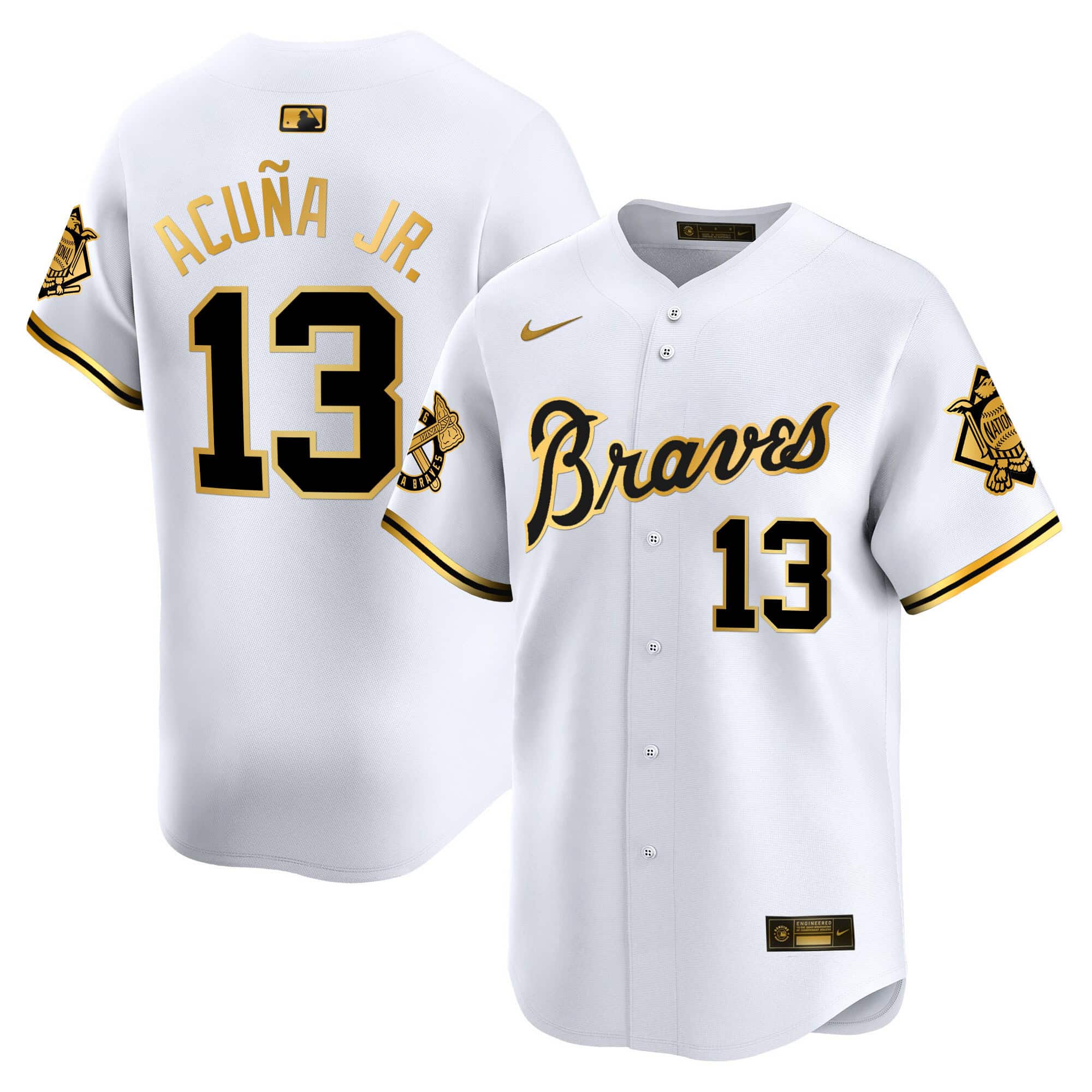 Atlanta Braves Peaches n’ Cream Vapor Premier Limited baseball  Jersey – All Stitched  White Gold #13 Ronald Acuna Jr.