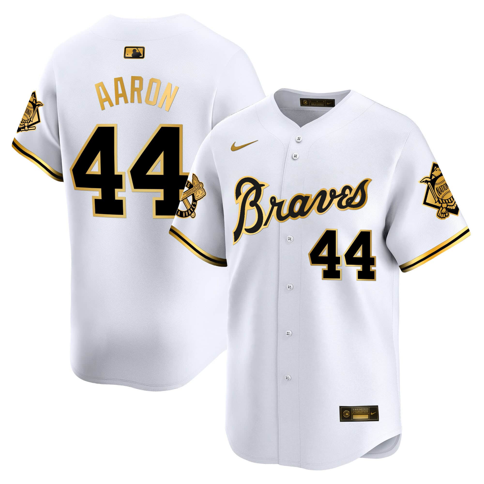 Atlanta Braves Peaches n’ Cream Vapor Premier Limited baseball  Jersey – All Stitched  White Gold #44 Hank Aaron