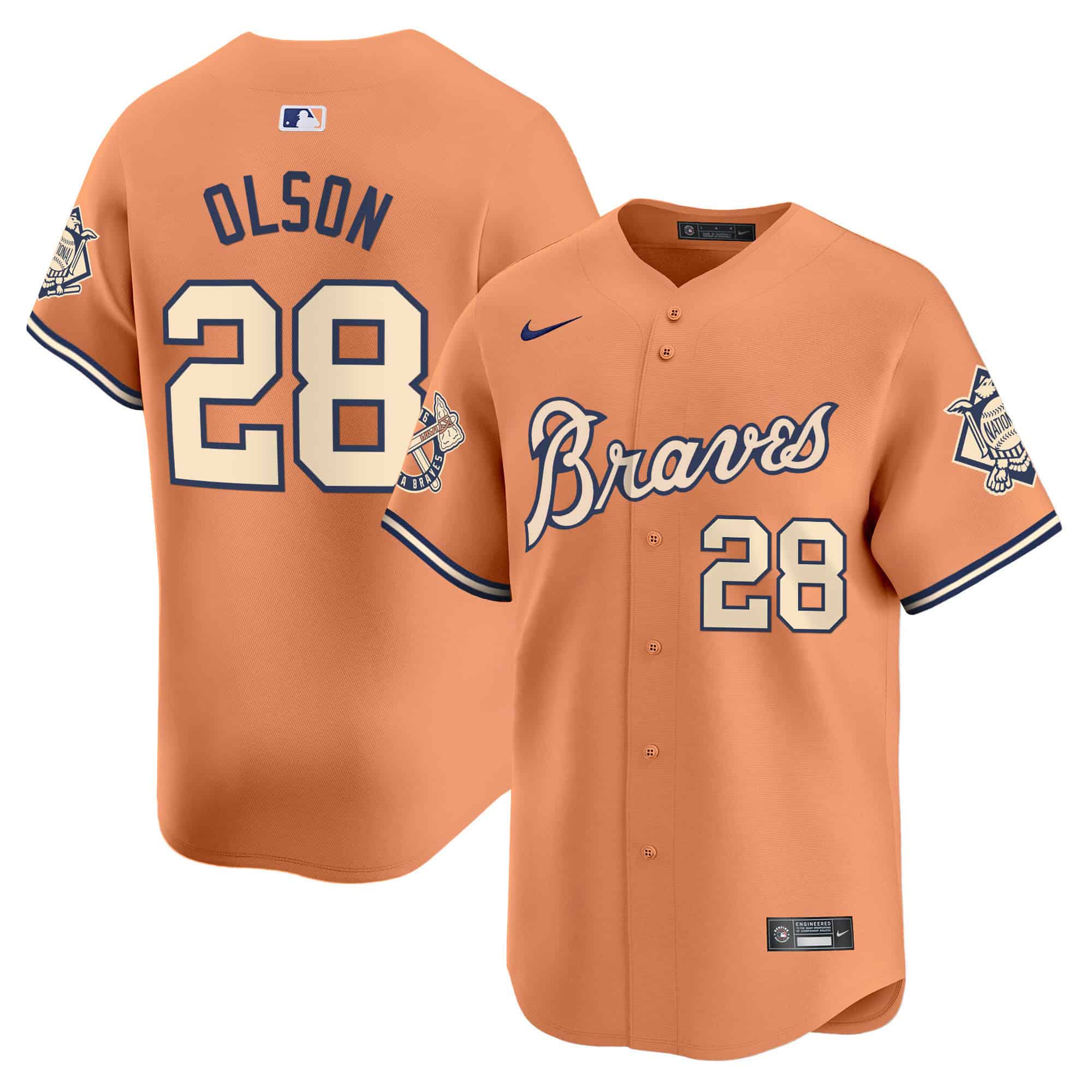 Atlanta Braves Peaches n’ Cream Vapor Premier Limited baseball Jersey – All Stitched Peaches  #28 Matt Olson